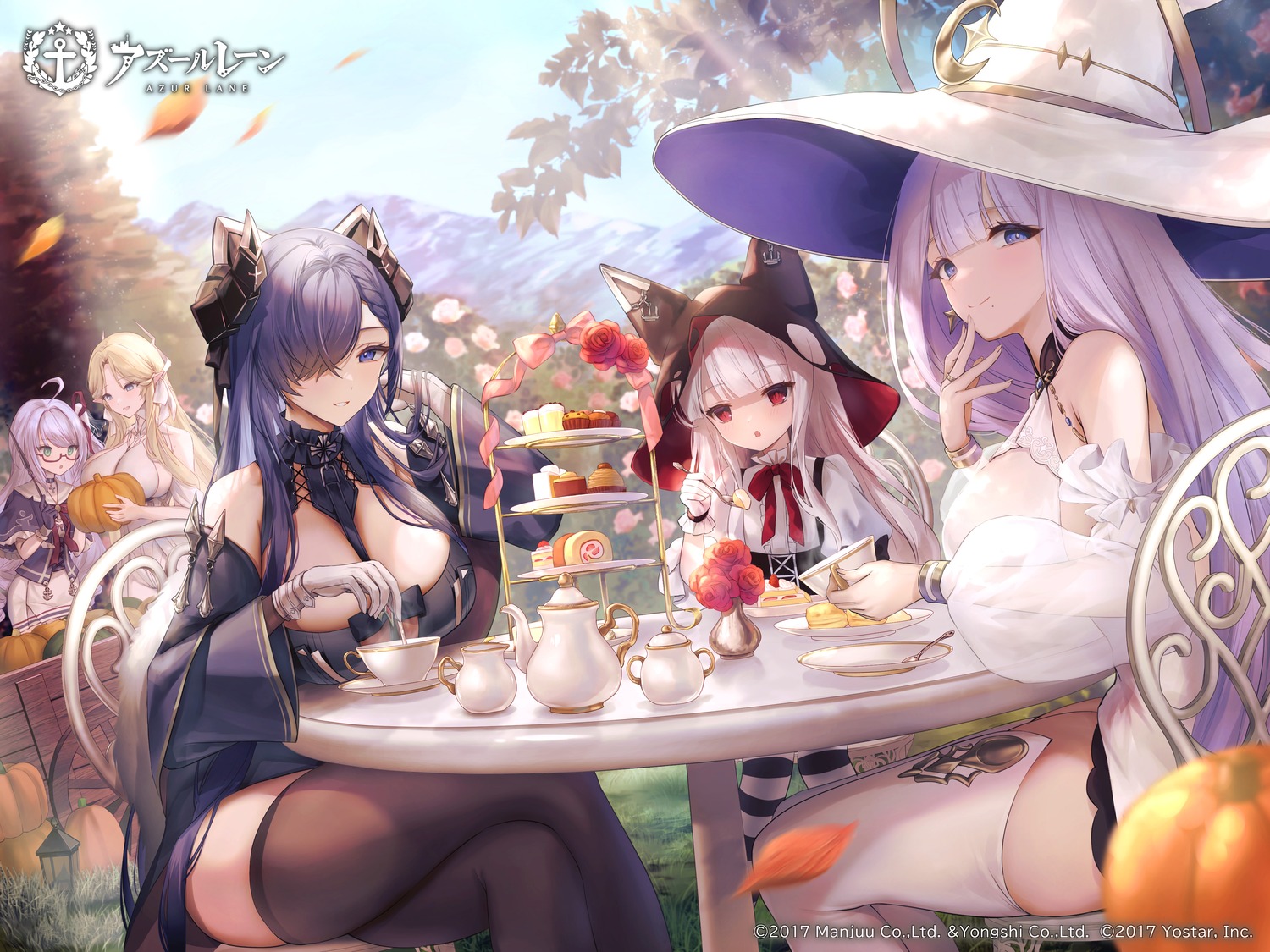 august_von_parseval_(azur_lane) azur_lane brest_(azur_lane) erebus_(azur_lane) guichen_(azur_lane) hi-na1 horns l_opiniatre_(azur_lane) megane pointy_ears see_through thighhighs witch