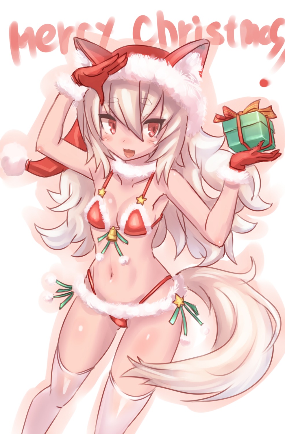 animal_ears bikini christmas serizawa_(knight2020) swimsuits tail thighhighs