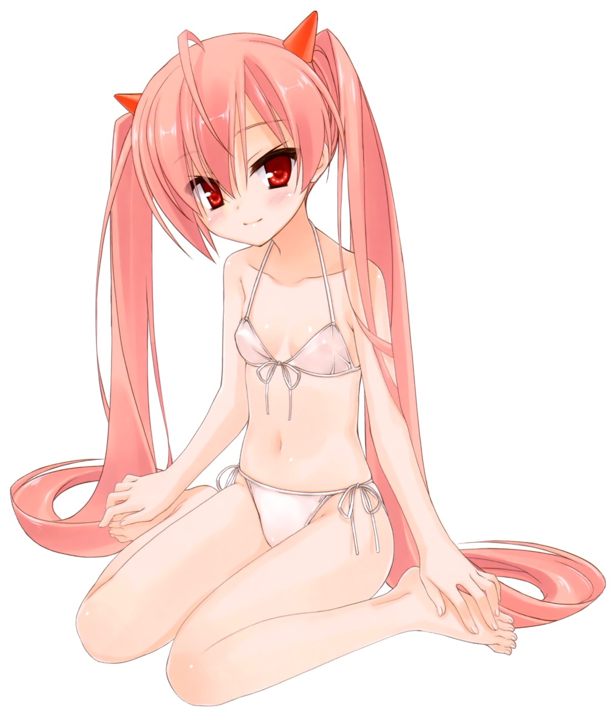 bikini cleavage hidan_no_aria horns kanzaki_h_aria kobuichi loli see_through swimsuits