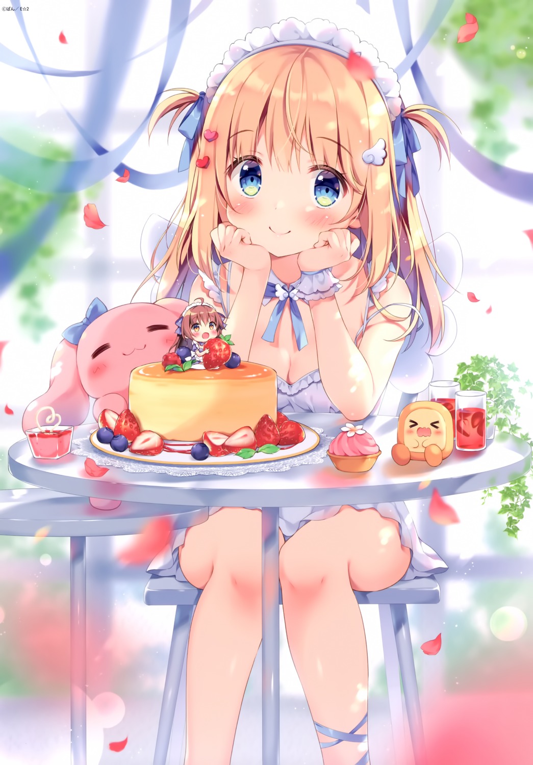 chibi cleavage cocoa_(pan_no_mimi) dress pan summer_dress ten_(pan_no_mimi)