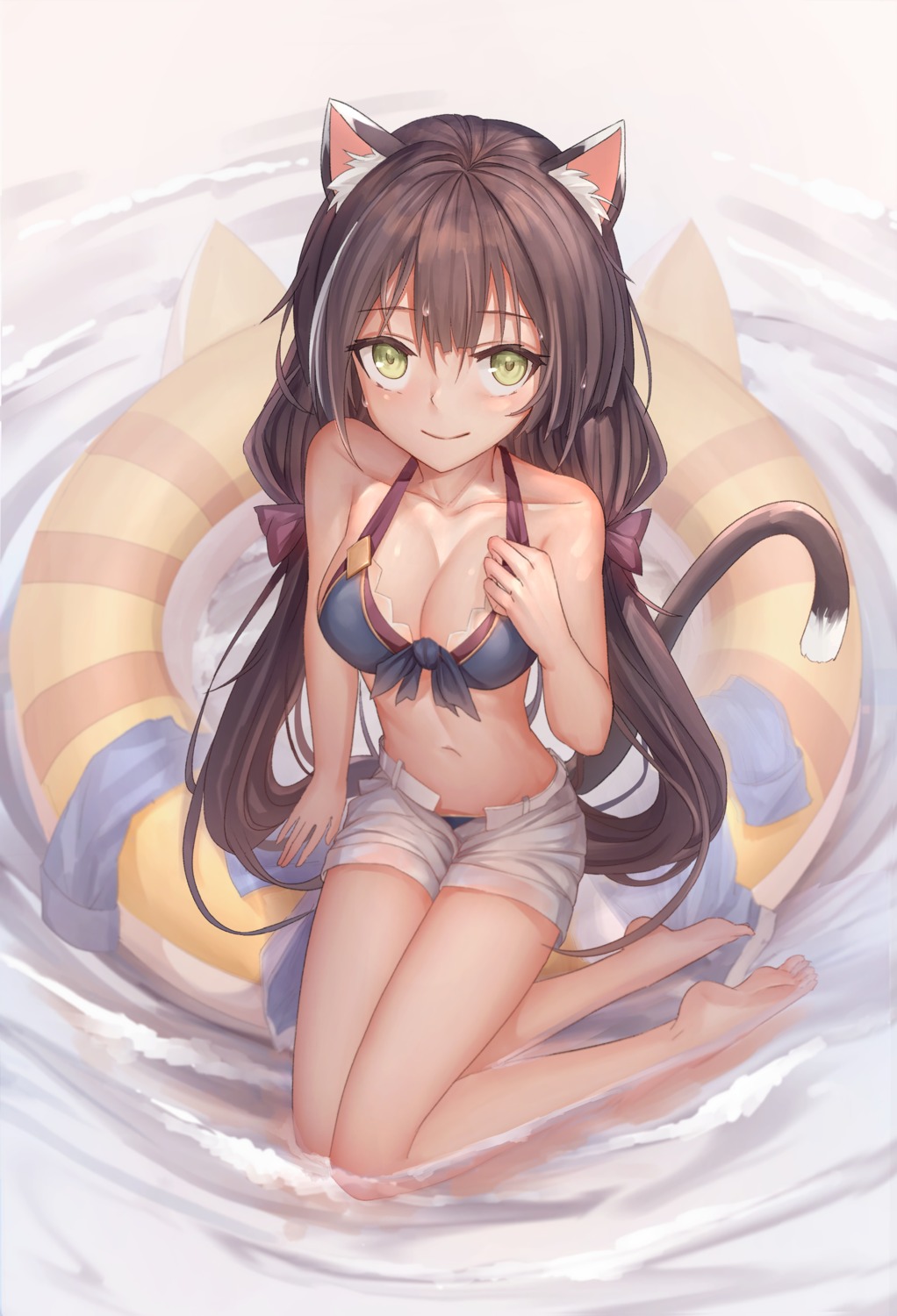 animal_ears bikini bkyuuc breast_hold cleavage feet karyl_(princess_connect) nekomimi princess_connect princess_connect!_re:dive see_through swimsuits tail wet wet_clothes