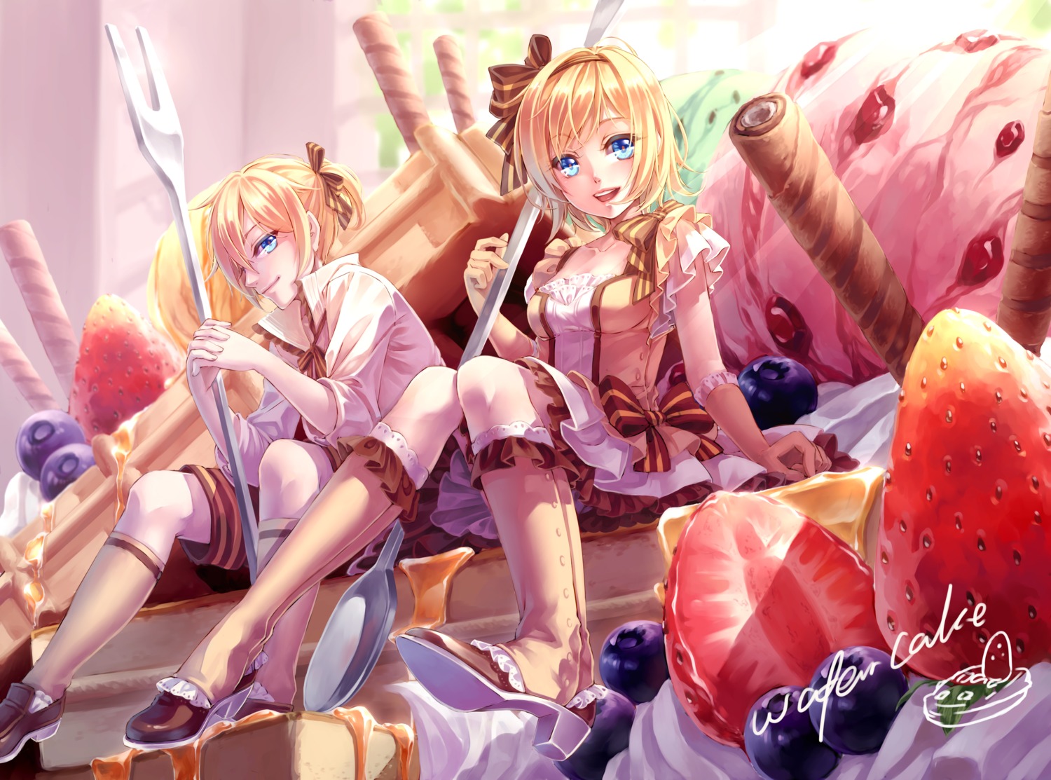 dress heels kagamine_len kagamine_rin maple vocaloid