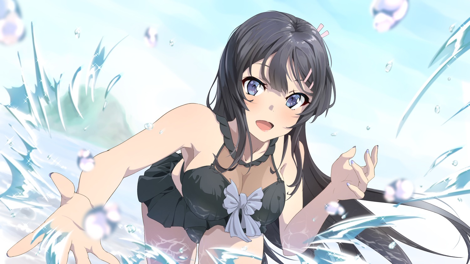 artist_revision cleavage raiz_art_works sakurajima_mai see_through seishun_buta_yarou swimsuits wet