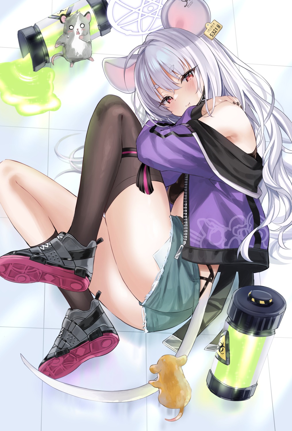 animal_ears ass blue_archive garter halo ponpon_nun tail thighhighs