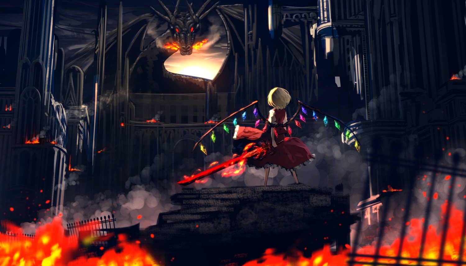 flandre_scarlet monster ryosios sword touhou wings