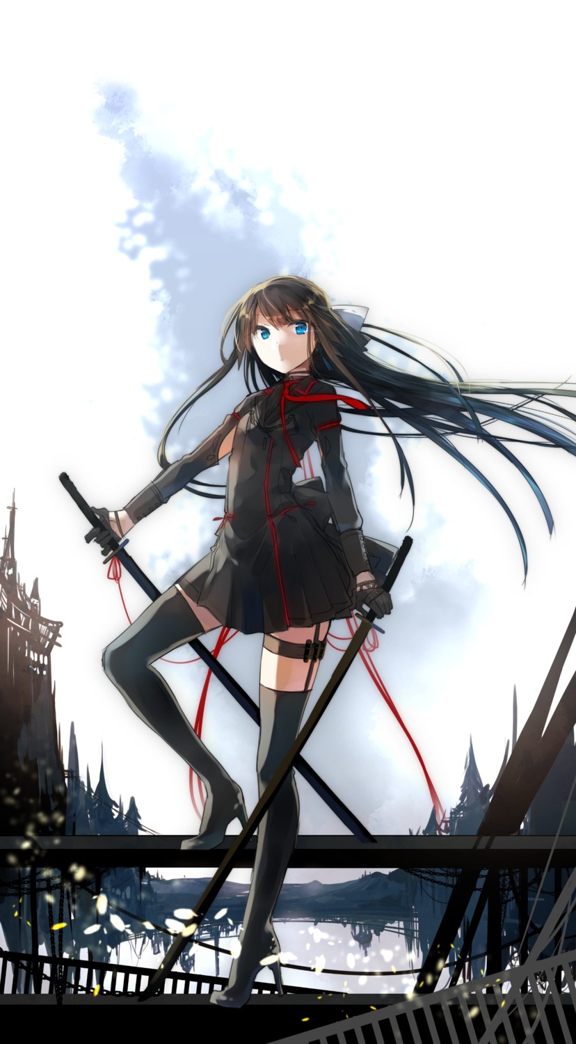 heels mikoto_kei sword thighhighs uniform