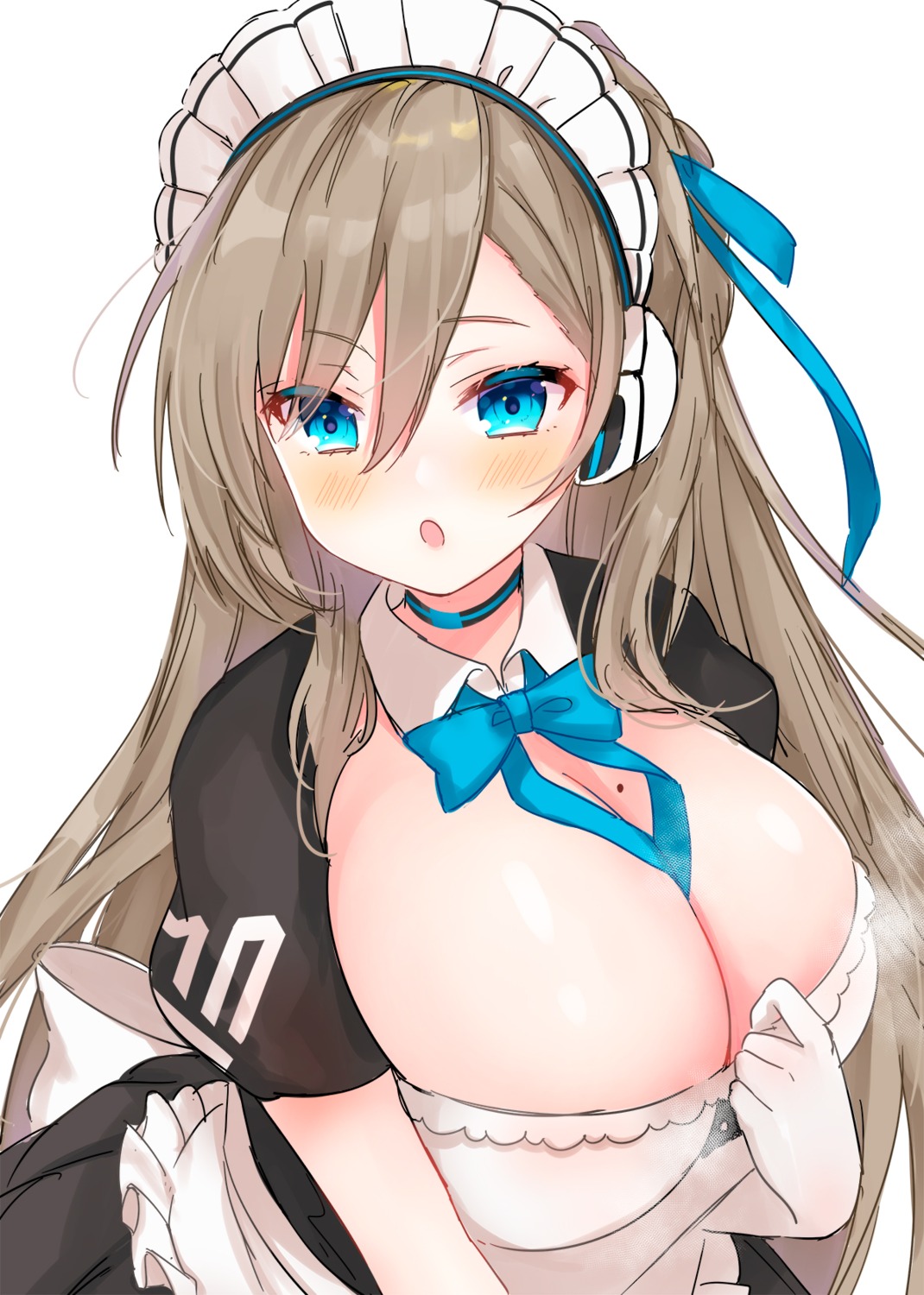 blue_archive cleavage hinanosuke maid no_bra