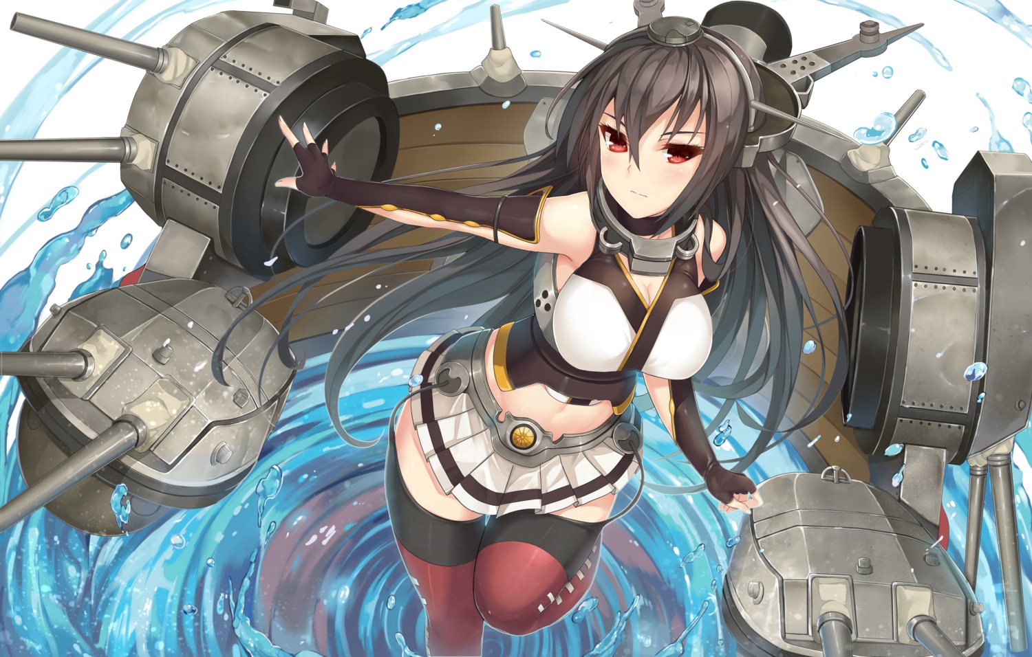 akizone cleavage kantai_collection nagato_(kancolle) stockings thighhighs