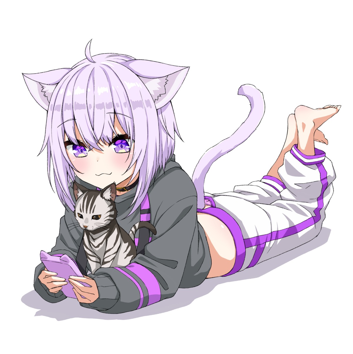 animal_ears asanaya hololive hololive_gamers neko nekomata_okayu nekomimi tail