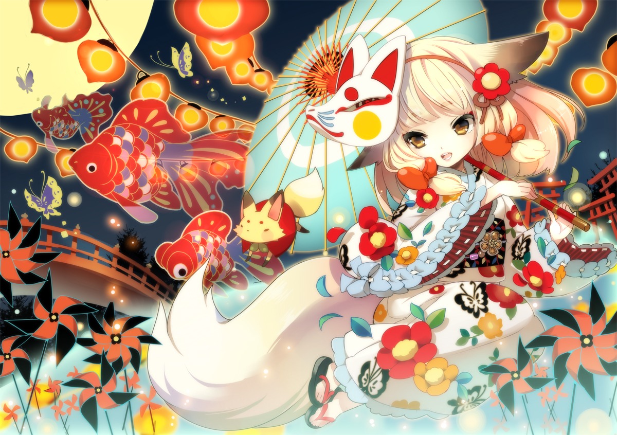 animal_ears gin_(oyoyo) kitsune lolita_fashion tail wa_lolita yukata