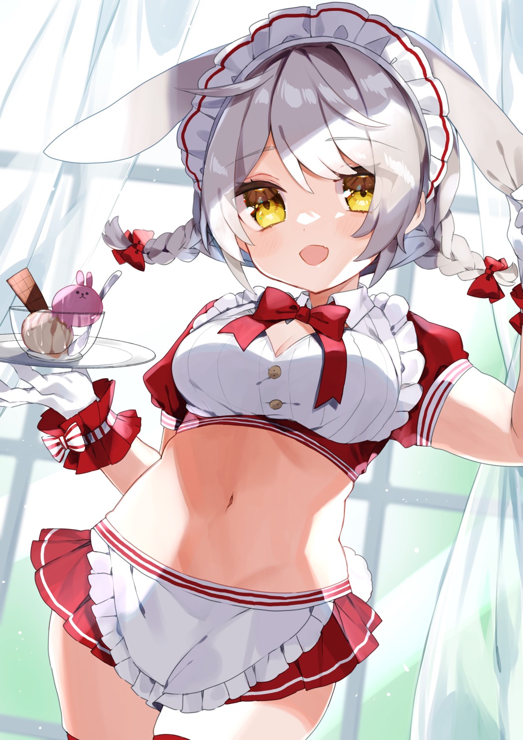 animal_ears bunny_ears cleavage maid noi_mine tail