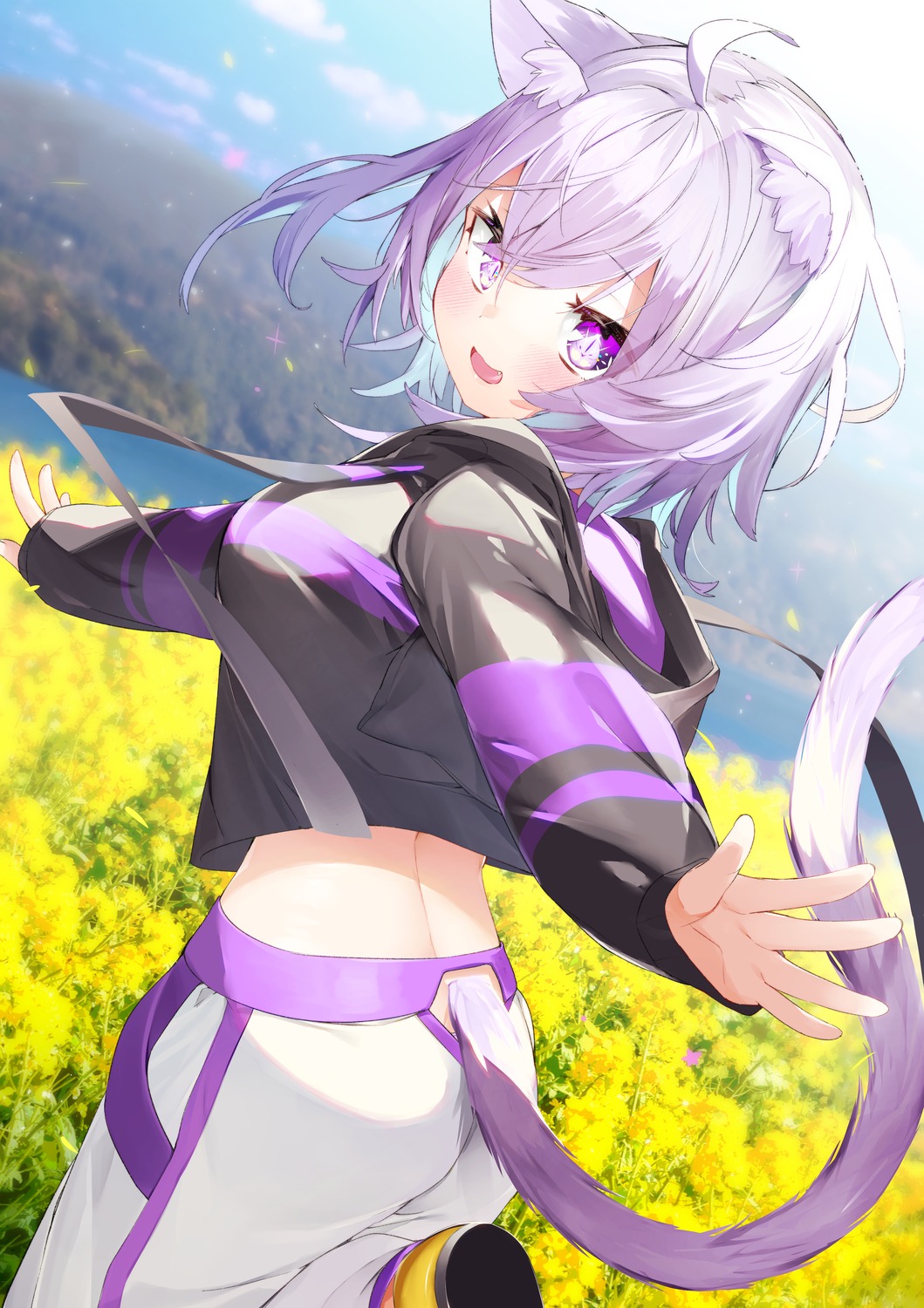 animal_ears ass hololive hololive_gamers kamioka_chiroru nekomata_okayu nekomimi tail