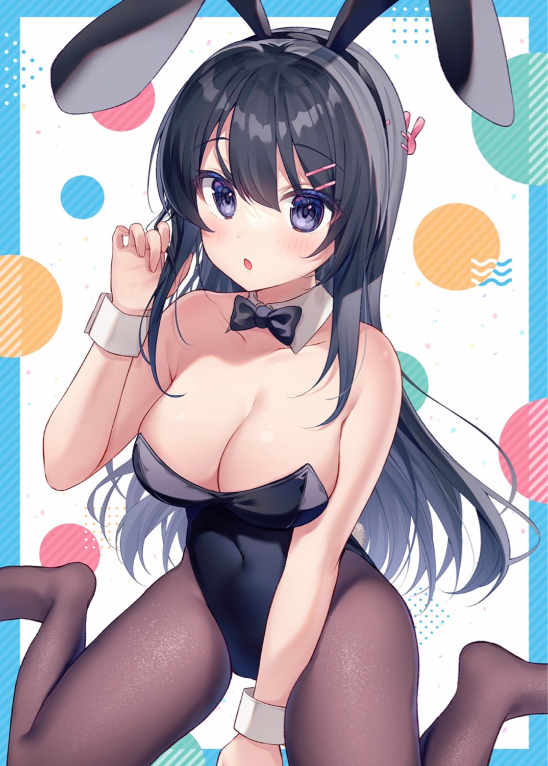 animal_ears bunny_ears bunny_girl gyozanuko no_bra pantyhose sakurajima_mai seishun_buta_yarou tail