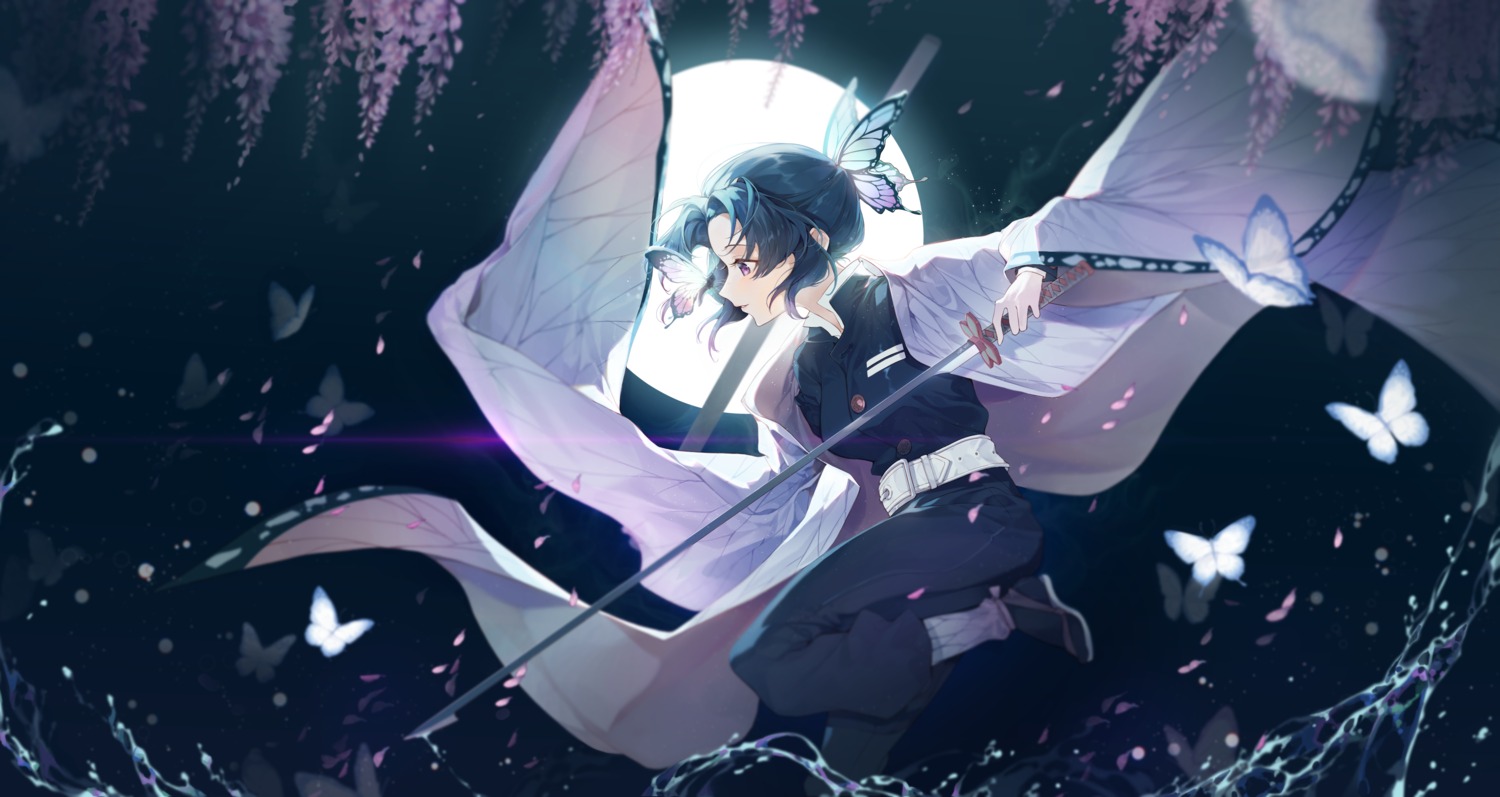 00suger001 japanese_clothes kimetsu_no_yaiba kochou_shinobu sword uniform