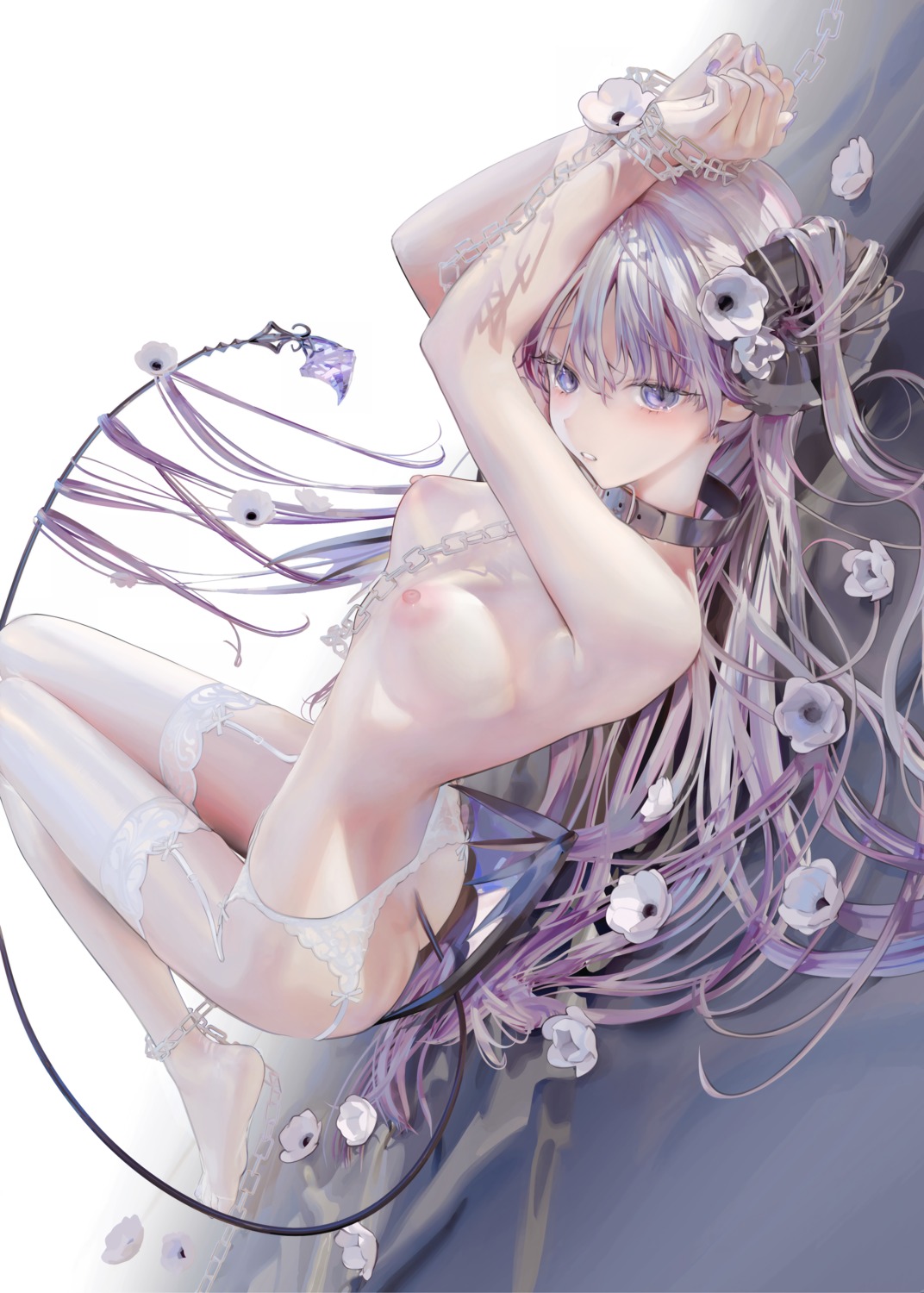 bondage devil garter_belt horns iijima_masashi naked nipples stockings tail thighhighs wings