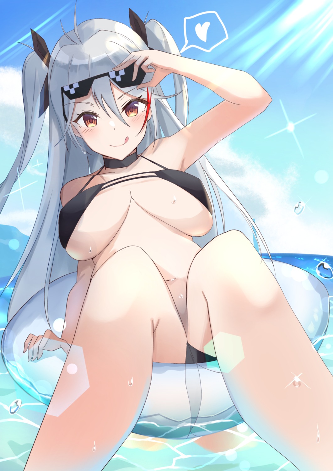 azur_lane bikini erect_nipples kaki_tsubata megane prinz_eugen_(azur_lane) swimsuits wet