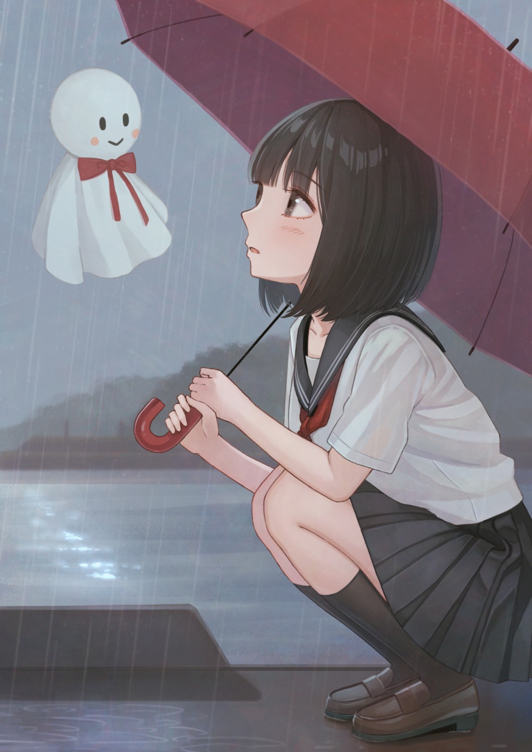 seifuku skirt_lift tanbonota46 umbrella