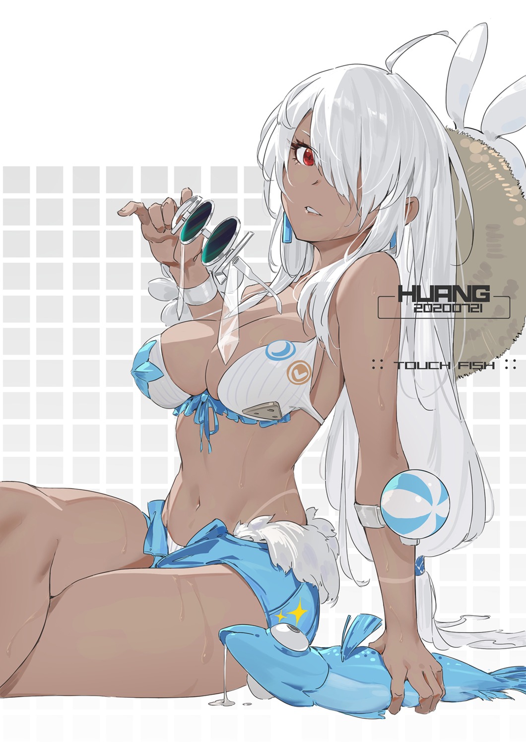 alpha_(punishing:_gray_raven) bikini huang_(volt0526) megane punishing:_gray_raven swimsuits tan_lines wet