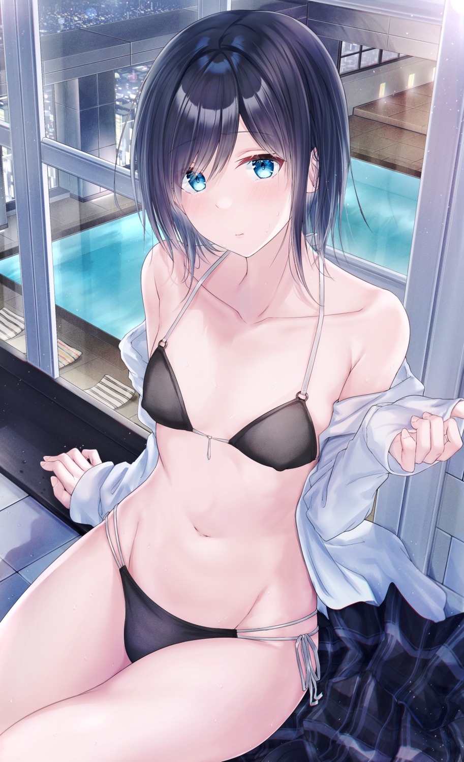 bikini erect_nipples meen_(ouaughikepdvrsf) open_shirt swimsuits