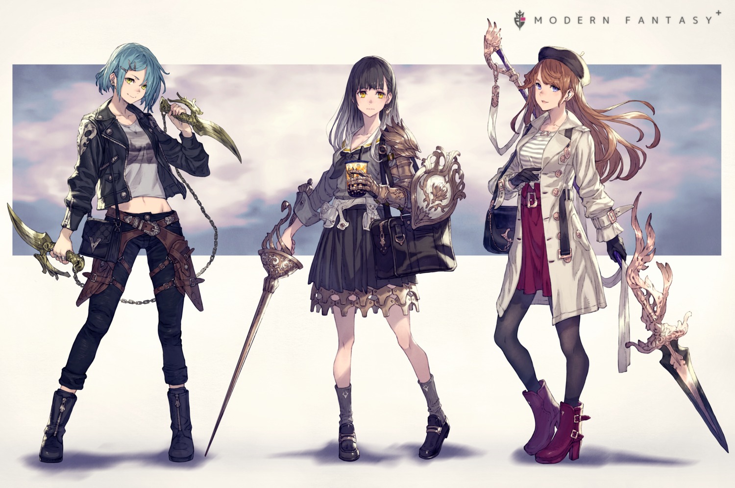 armor heels kusano_shinta pantyhose seifuku sword weapon