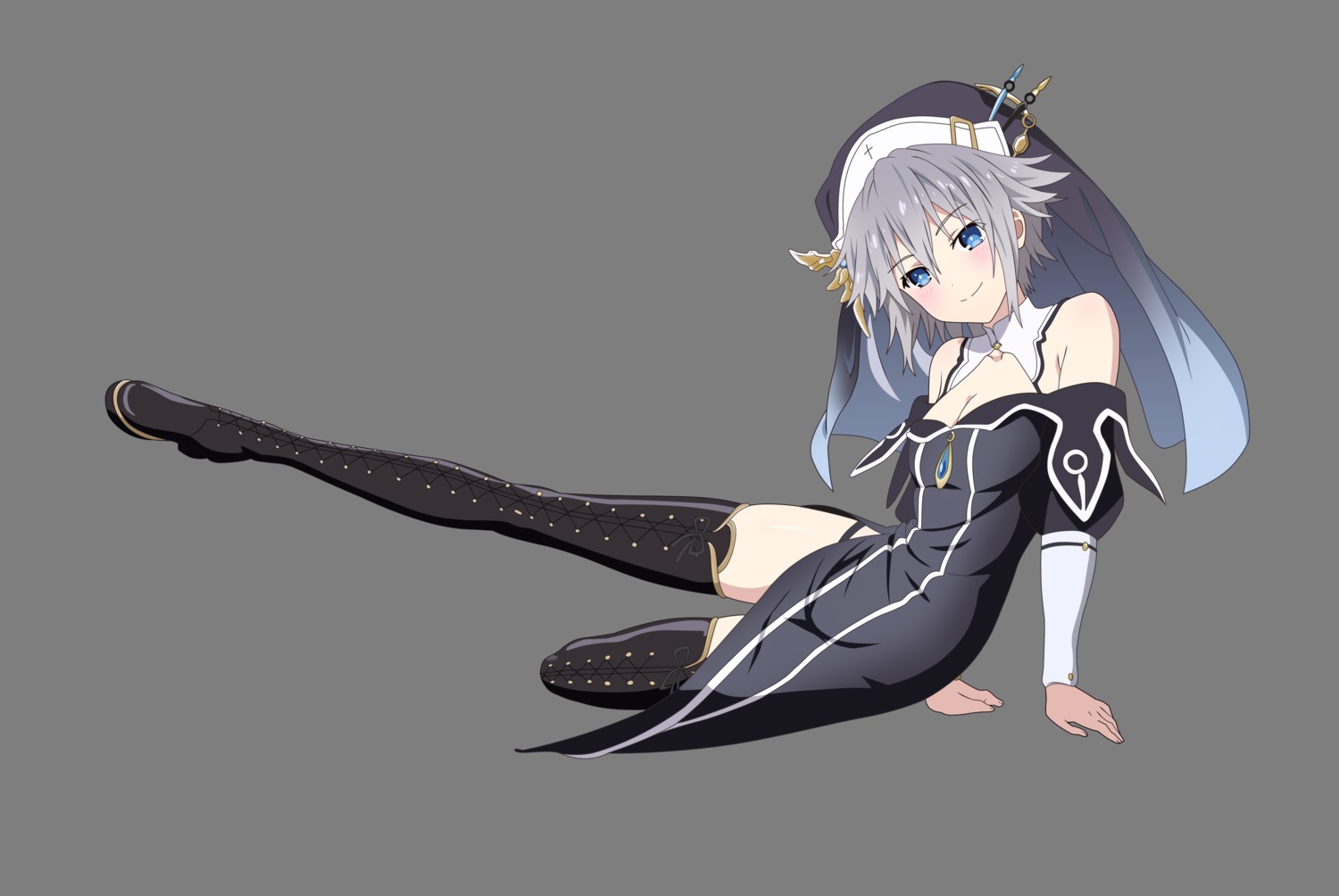 cleavage date_a_live honjou_nia_(date_a_live) nun tagme thighhighs transparent_png vector_trace