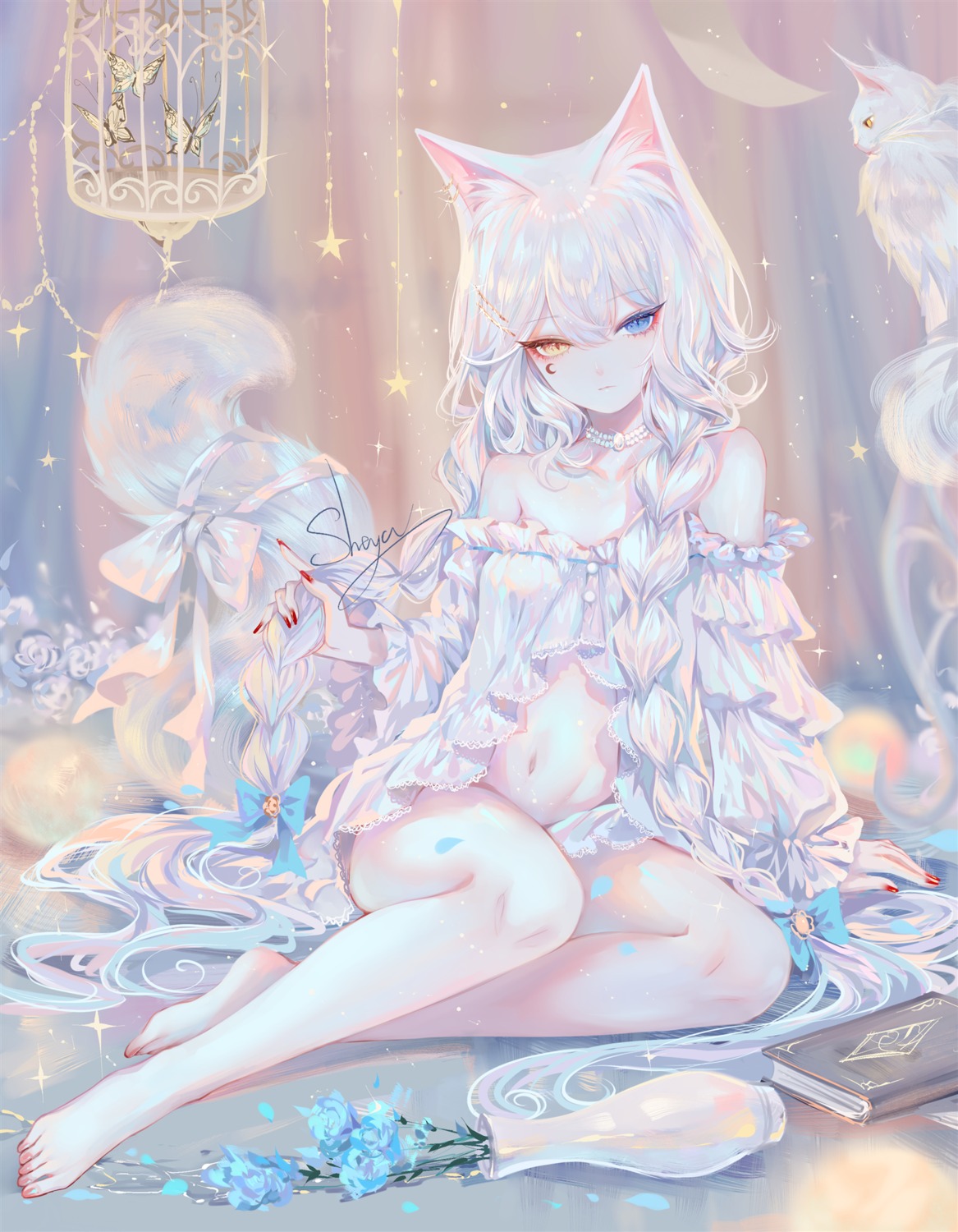 animal_ears heterochromia lingerie neko nekomimi sheya tail