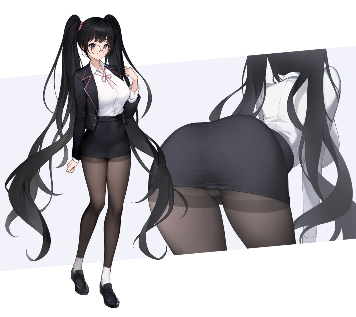 ass business_suit cameltoe megane pantsu pantyhose skirt_lift tagme woo_ing's_character