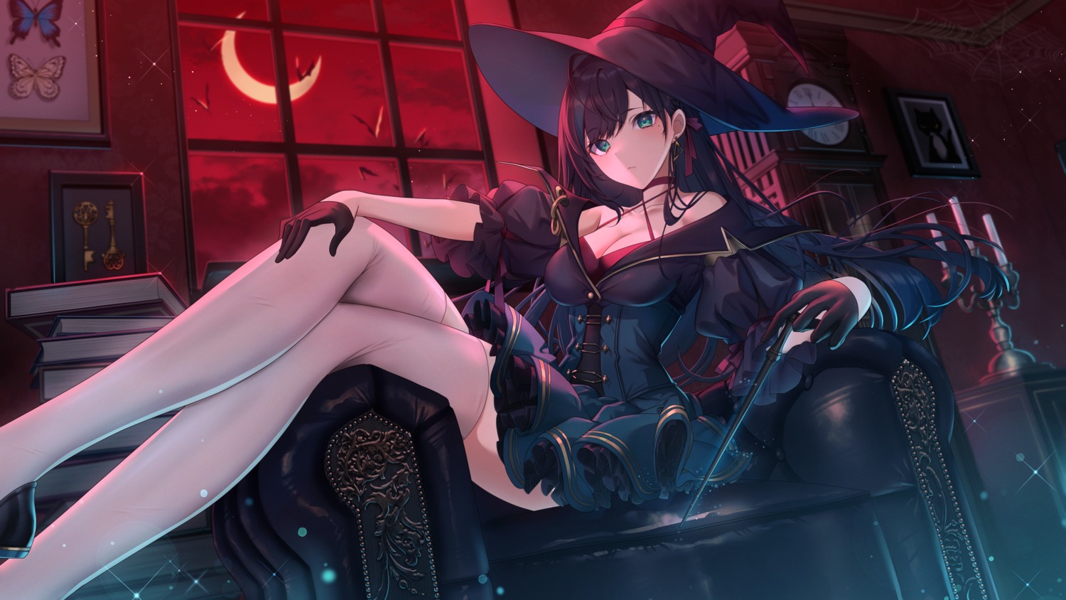akebono_kt cleavage dress lin_(tower_of_fantasy) thighhighs tower_of_fantasy witch