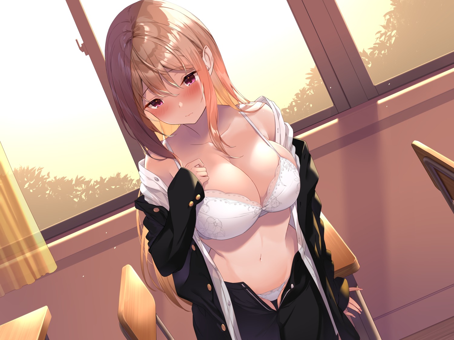 bra crossdress eel_mizue open_shirt pantsu seifuku