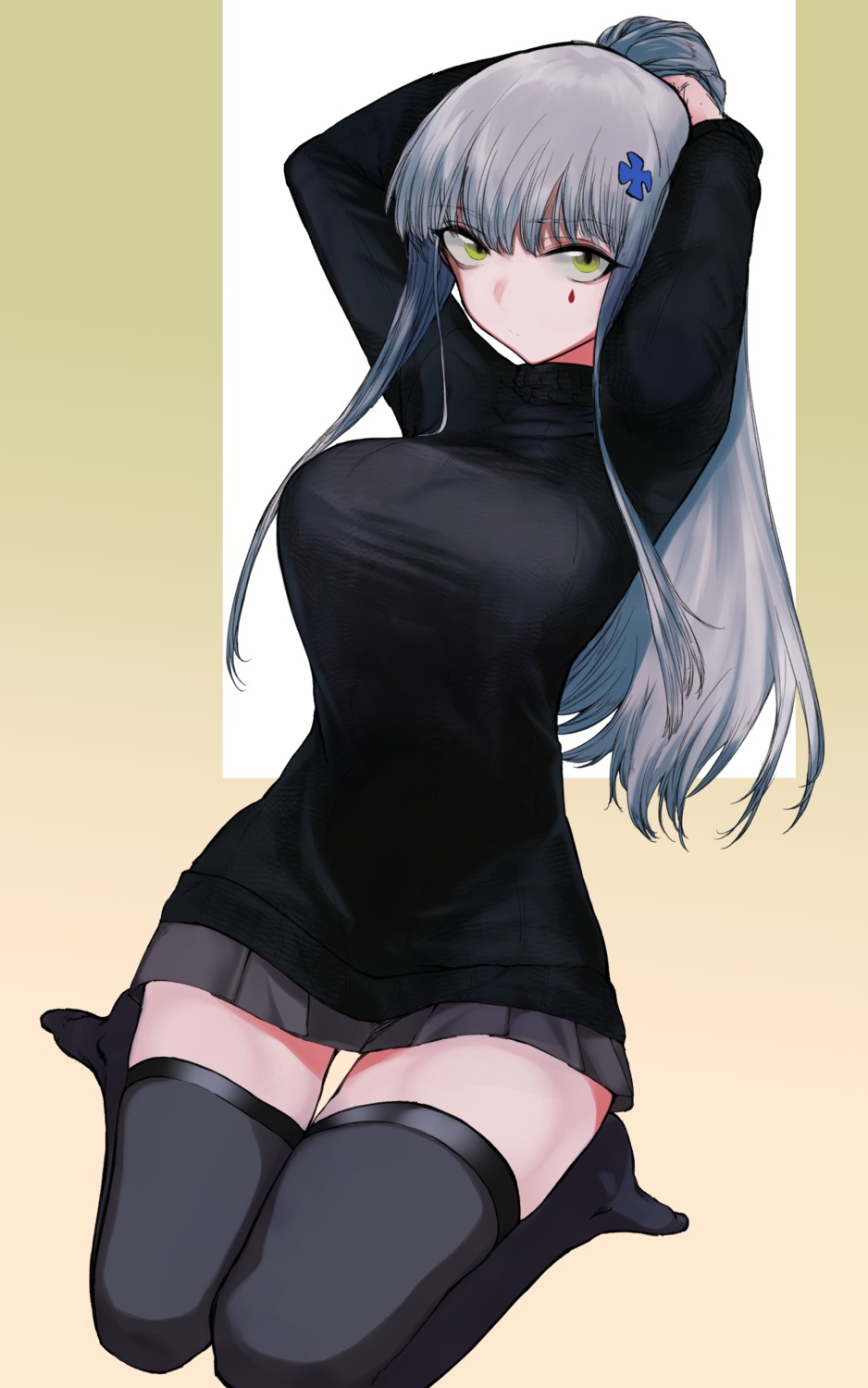 girls_frontline hk416_(girls_frontline) kojima_(blue_stardust) sweater thighhighs