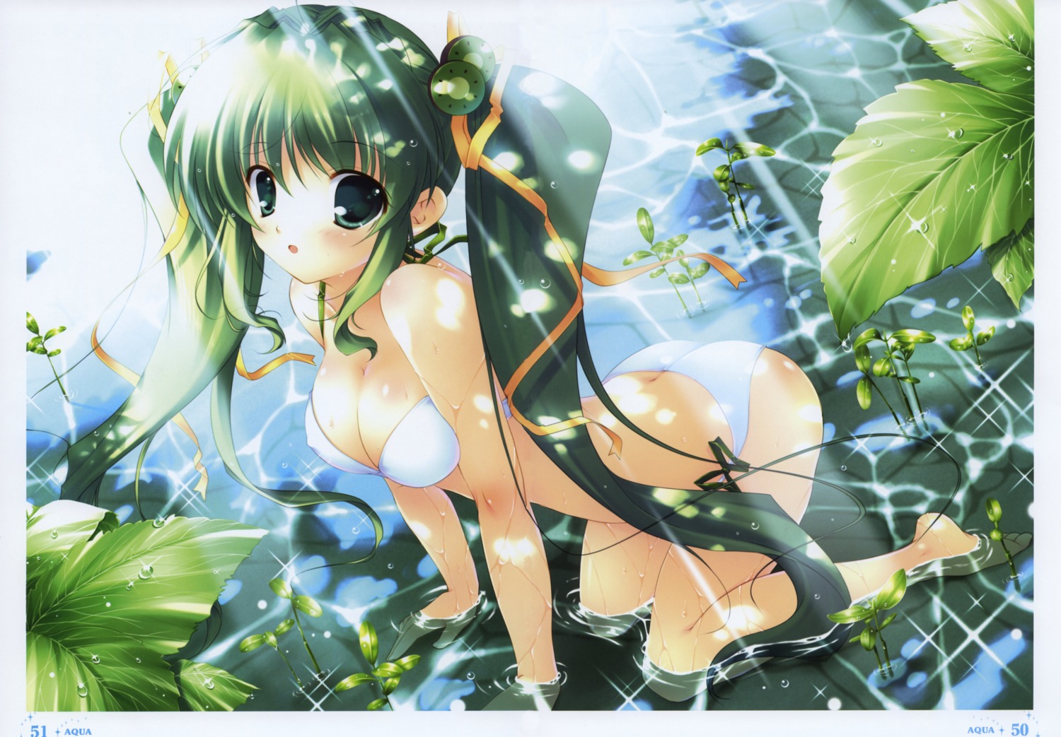 bikini cleavage erect_nipples melon-chan melonbooks mikeou swimsuits