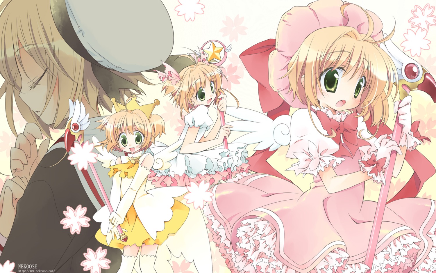 card_captor_sakura kinomoto_sakura nekono_osero seifuku thighhighs wallpaper