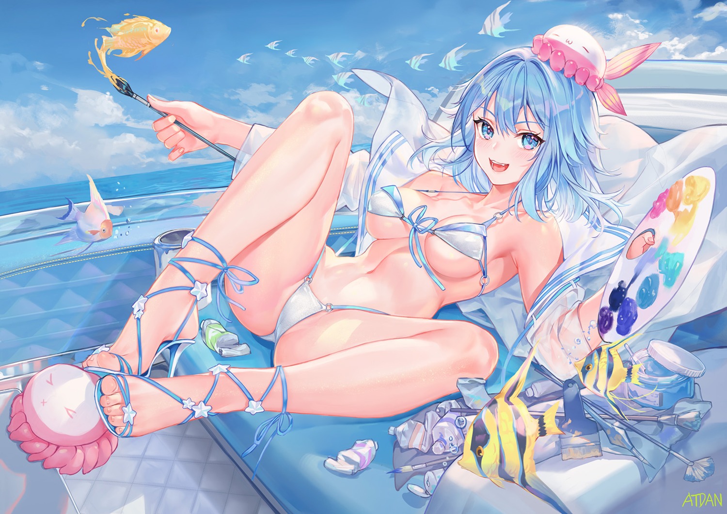 artist_revision atdan bikini cameltoe feet haiyi heels open_shirt see_through swimsuits synthesizer_v