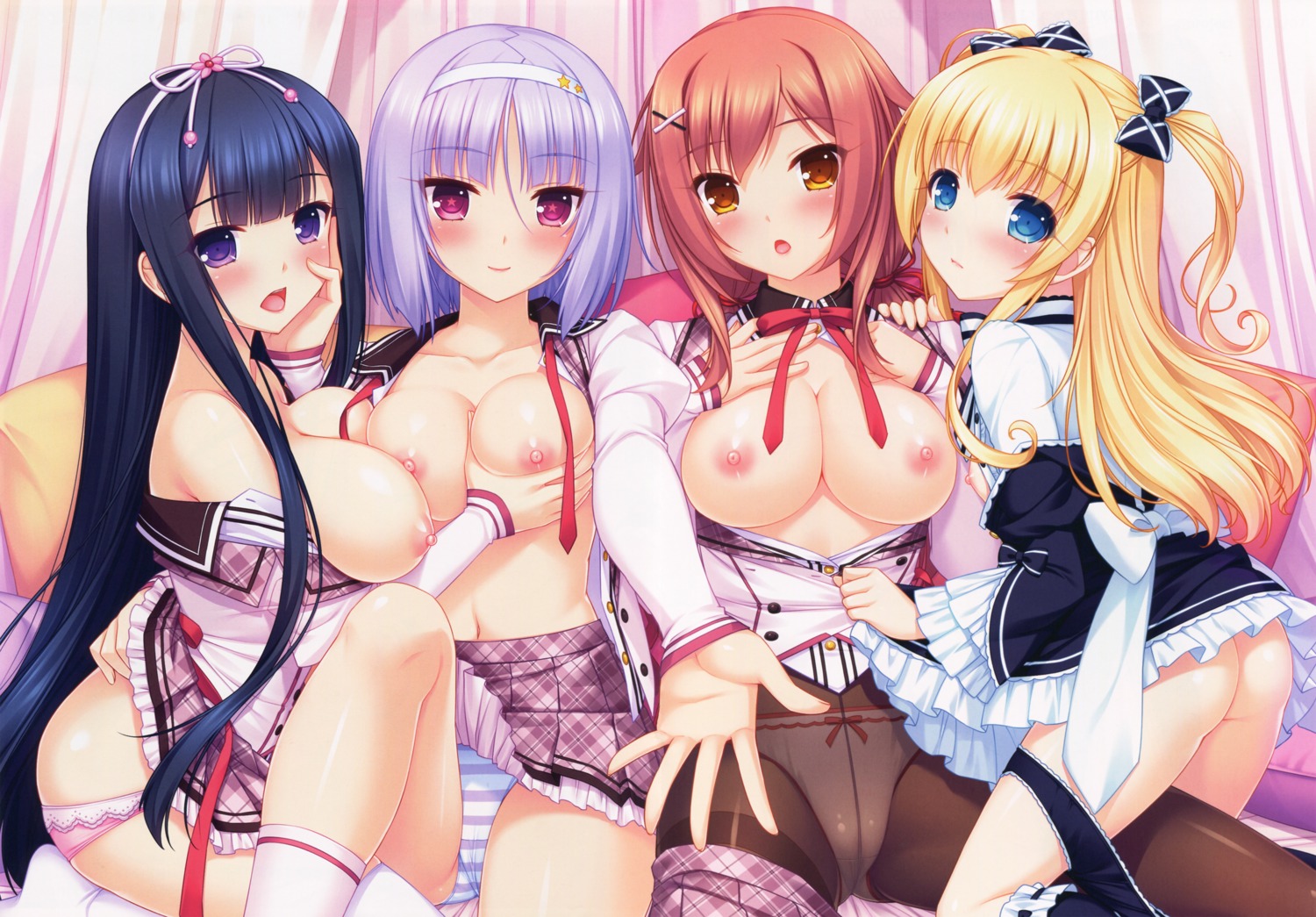 ass breast_grab breasts creampie detexted fixed hirayama_alice loli midorikami_inaho miyasu_yumeko motosaka_maya neko_works nipples no_bra open_shirt pantsu panty_pull pantyhose root_harem! sayori see_through seifuku shimapan skirt_lift yuri