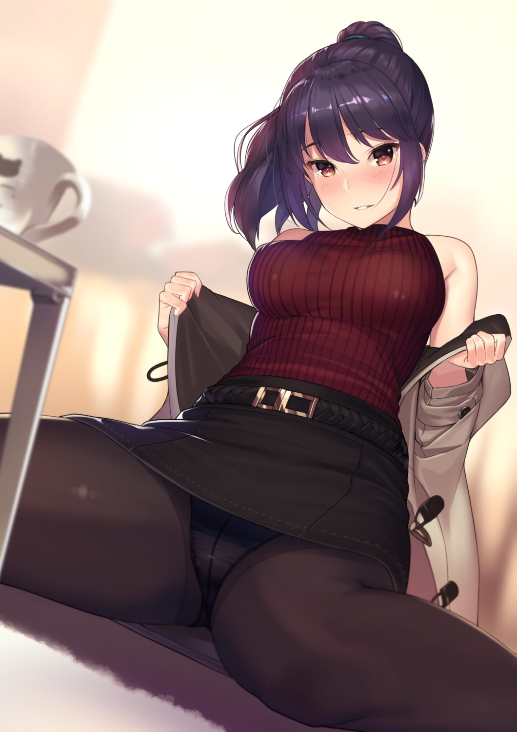 kagematsuri pantsu pantyhose skirt_lift sweater undressing