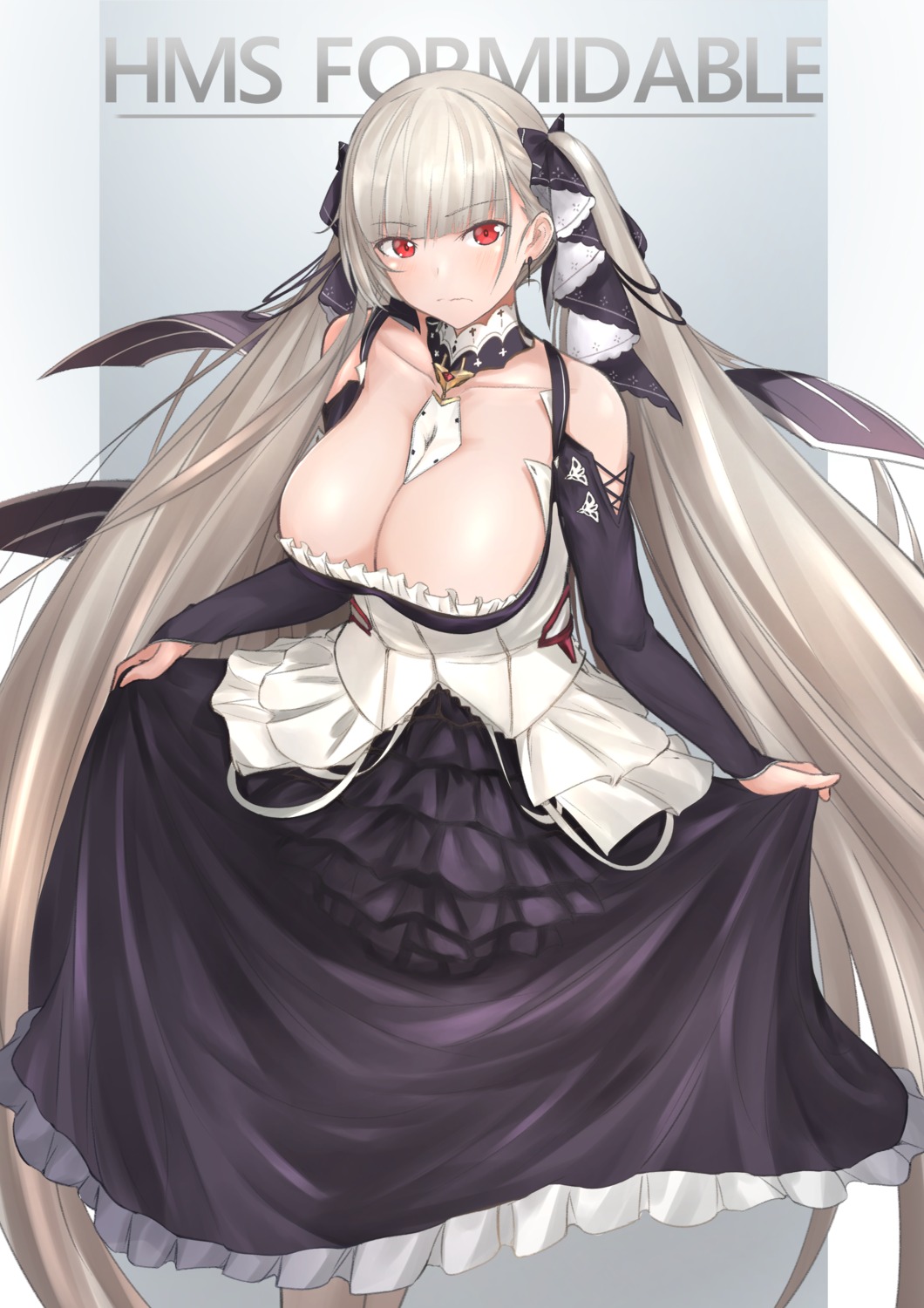 azur_lane cleavage formidable_(azur_lane) gothic_lolita lolita_fashion mr2d no_bra skirt_lift