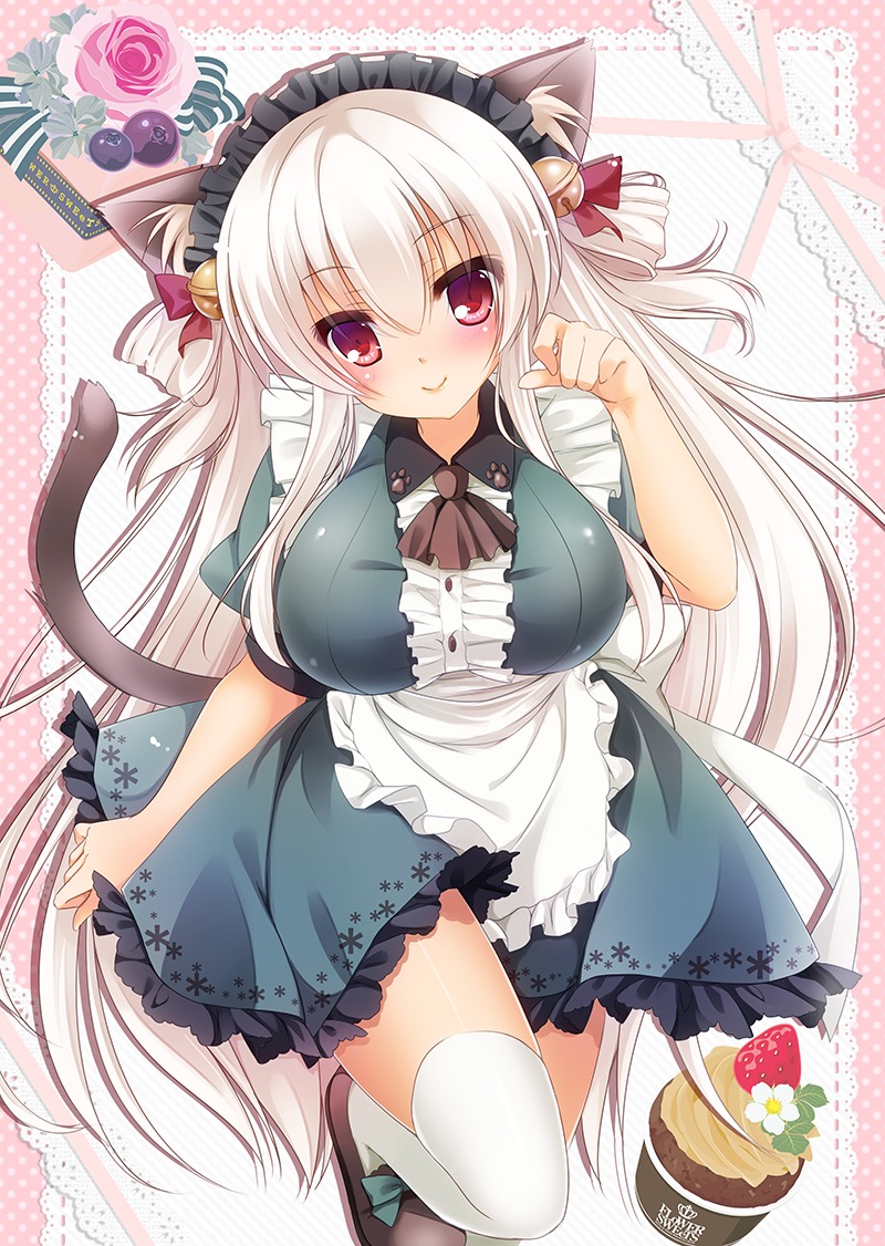 animal_ears maid minakami_rinka nekomimi tail thighhighs