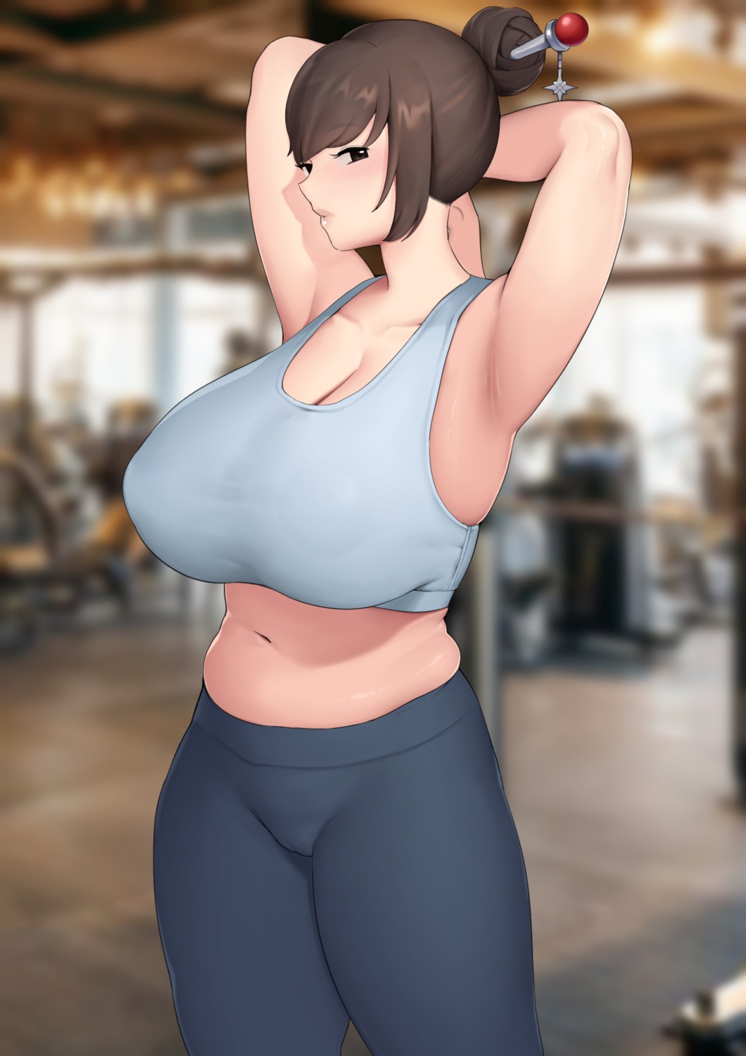 cameltoe cleavage erect_nipples gym_uniform mei_(overwatch) moebell0 overwatch