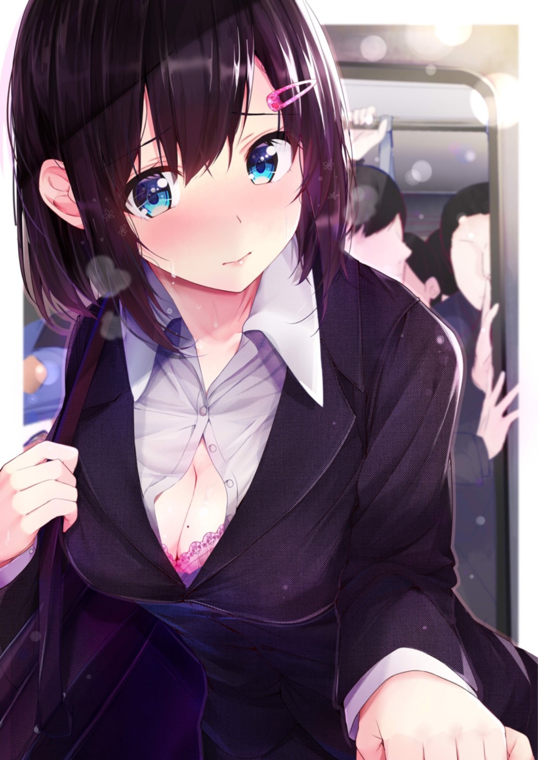 bra business_suit cleavage open_shirt rouka