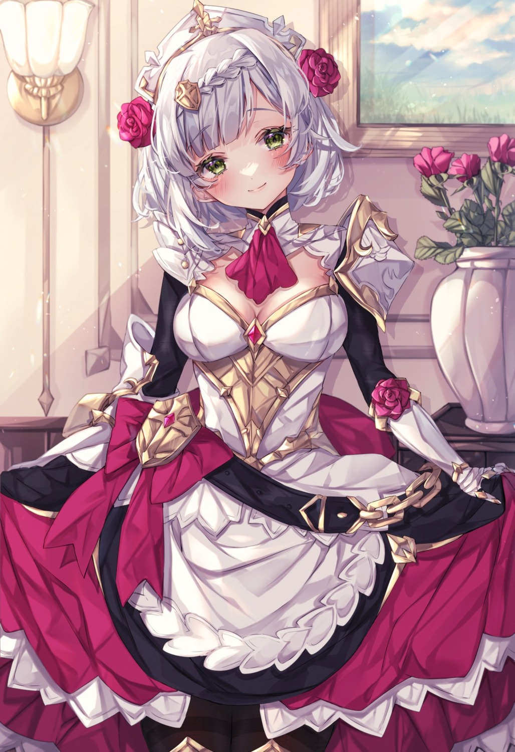 armor cleavage genshin_impact maid noelle_(genshin_impact) sorashima_(117)