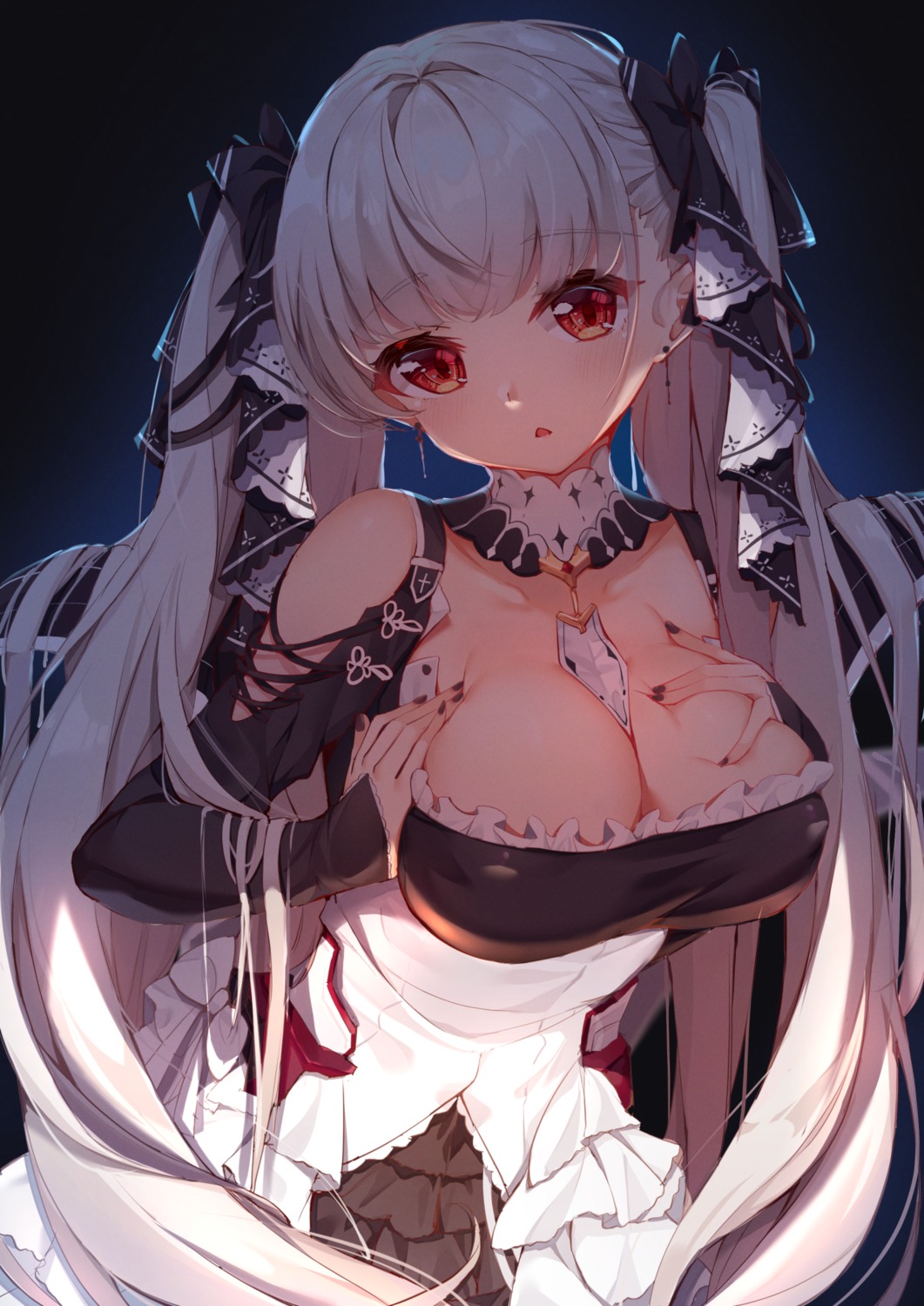 azur_lane breast_hold formidable_(azur_lane) gothic_lolita lolita_fashion nahaki no_bra