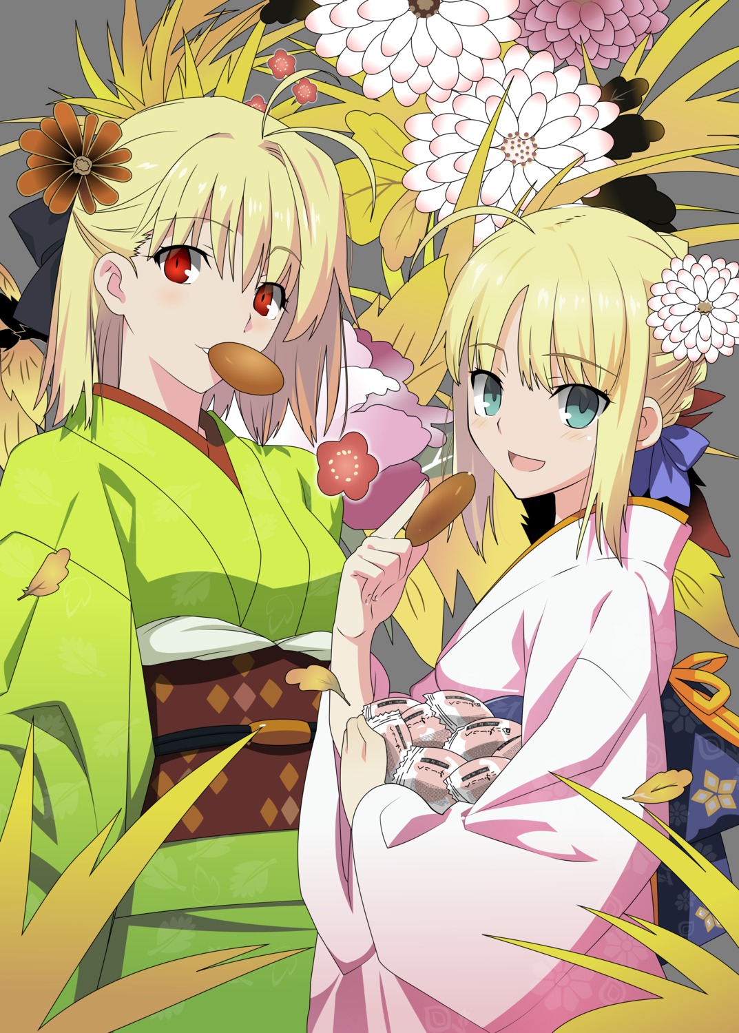 arcueid_brunestud fate/stay_night kimono saber takeuchi_takashi transparent_png tsukihime vector_trace