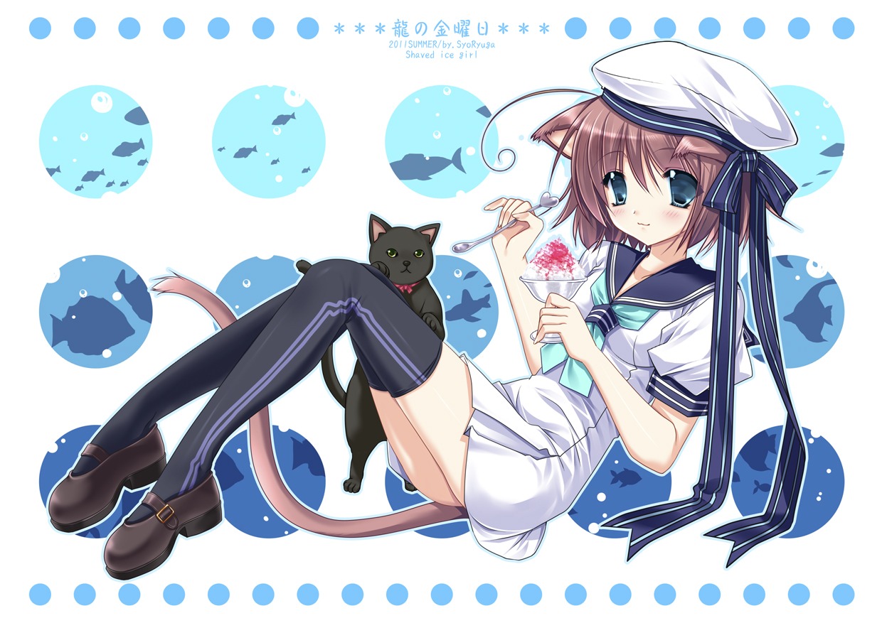 animal_ears neko nekomimi ryuuga_shou seifuku tail thighhighs