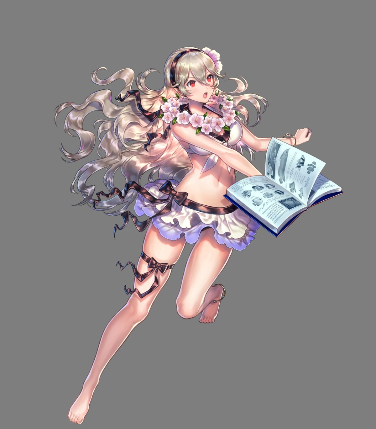 bikini cleavage fire_emblem fire_emblem_heroes fire_emblem_if garter kamui_(fire_emblem) nintendo pointy_ears senchat swimsuits transparent_png