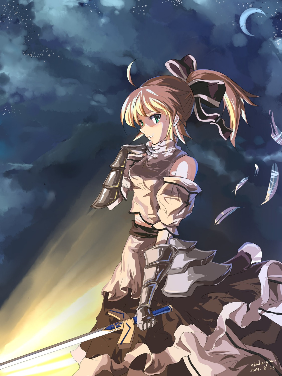 armor fate/stay_night landscape qianshuhao saber saber_lily sword