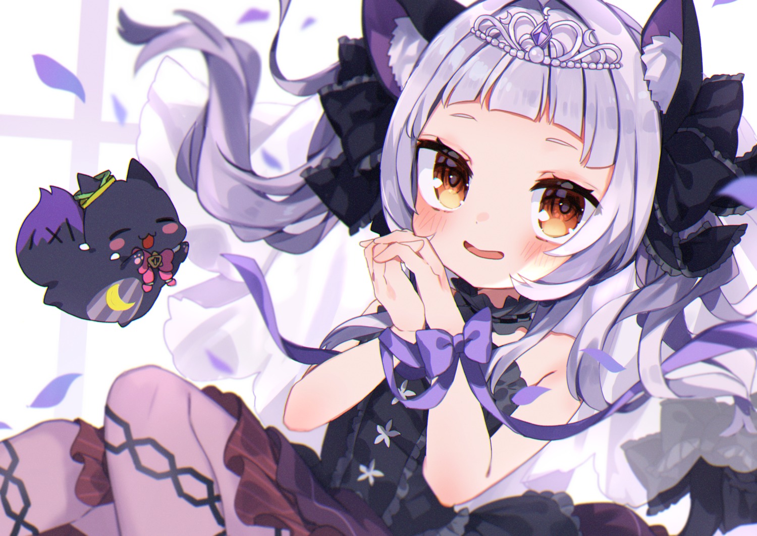 animal_ears dress gothic_lolita hololive lolita_fashion murasaki_shion nekomimi noi_mine skirt_lift