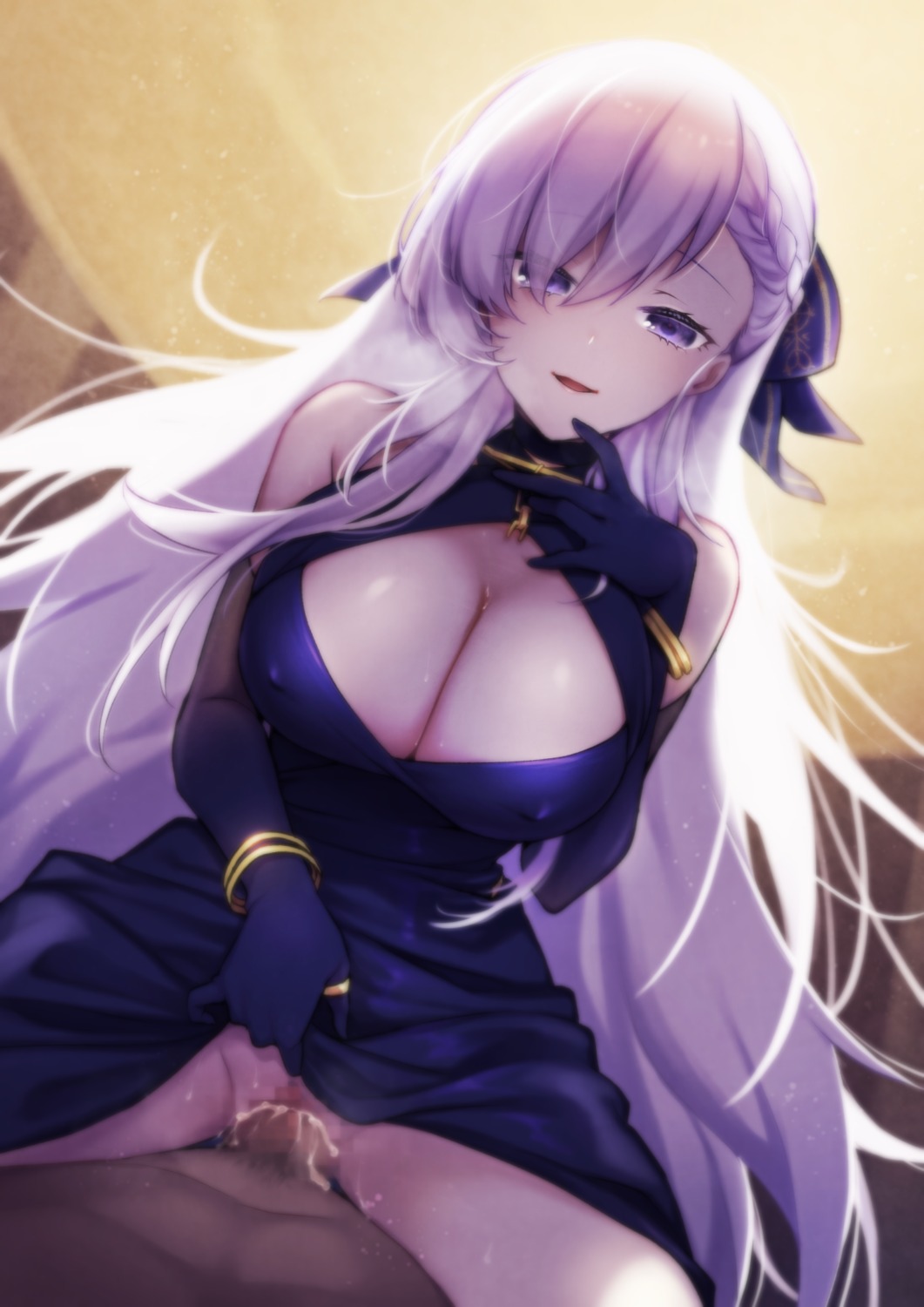 azur_lane belfast_(azur_lane) censored cum dress no_bra noko nopan penis pussy sex skirt_lift