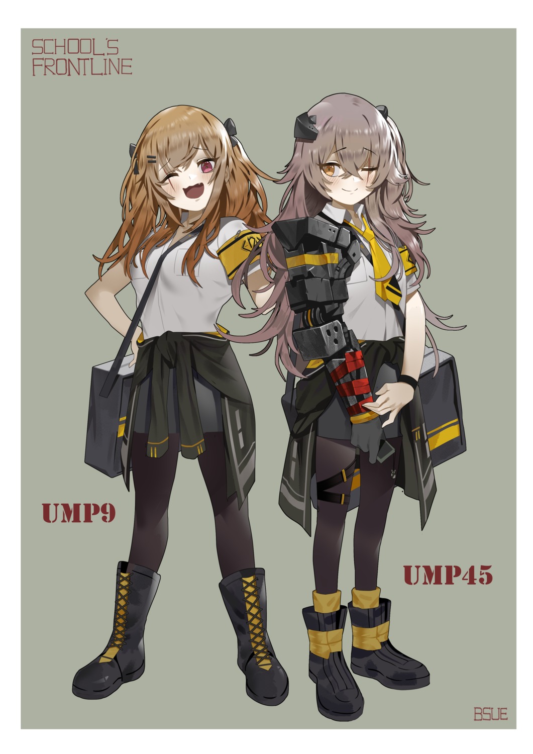 bsue girls_frontline mecha_musume pantyhose ump45_(girls_frontline) ump9_(girls_frontline)