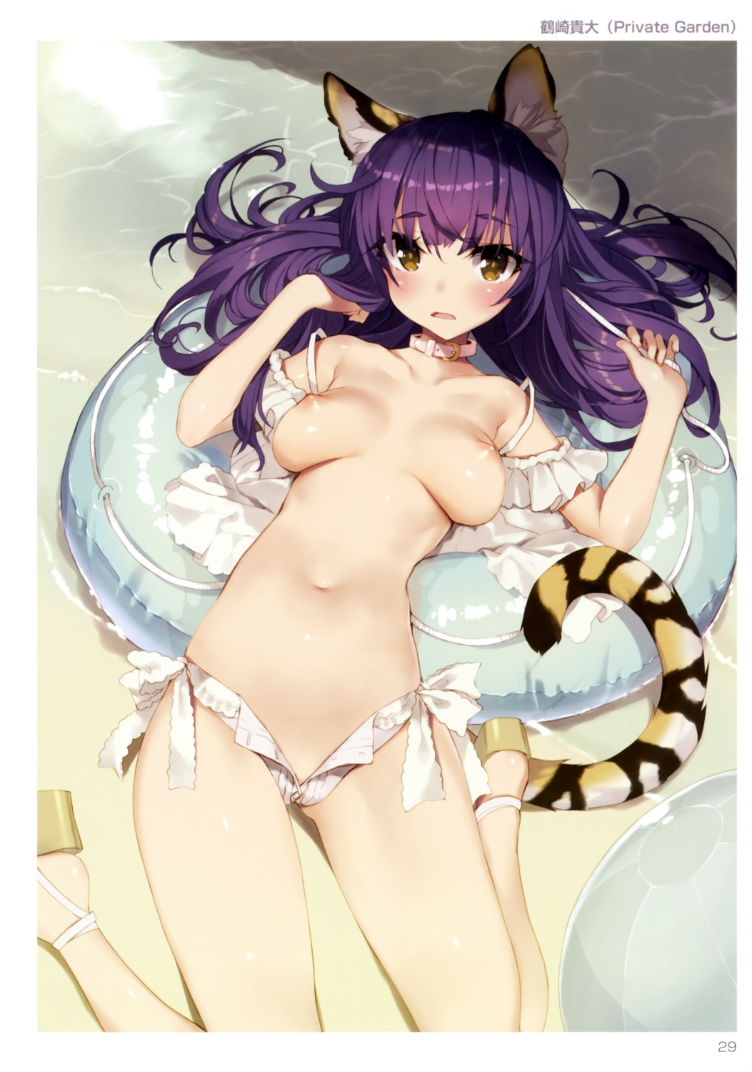 animal_ears breasts nipples open_shirt private_garden swimsuits tail toranoana tsurusaki_takahiro