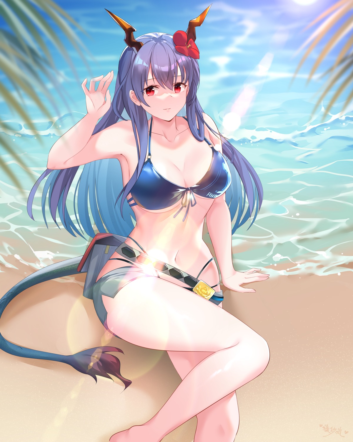 arknights bikini ch'en_(arknights) horns lingshalan swimsuits tail